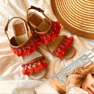 Tory Burch orange espadrilles